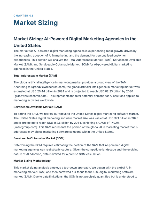 Flash Brief market sizing section